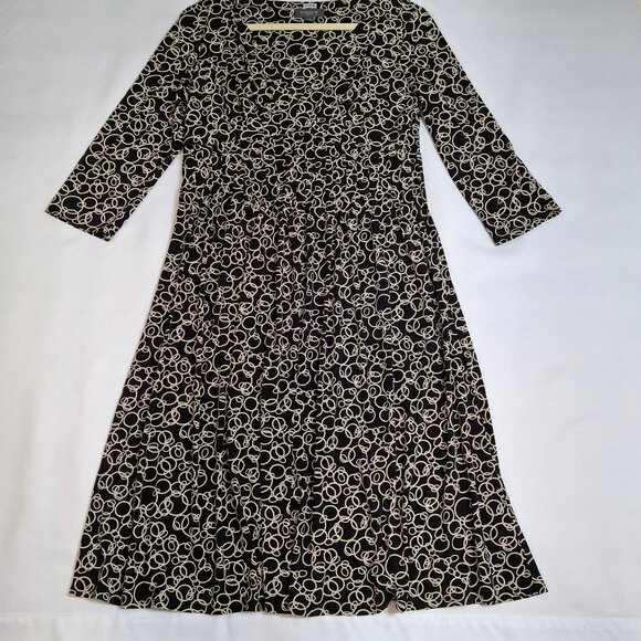 Vintage Liz Claiborne Fit & Flare Empire Midi Dress Size 14 V Collar 3/4 Sleeves - Picture 6 of 16